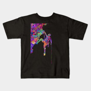 Climber man watercolor art Kids T-Shirt